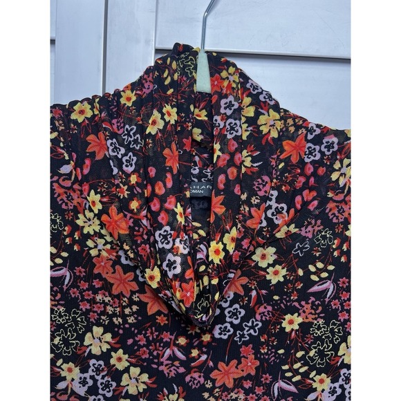 Tahari Ditsy Floral Mesh Mock Neck 3/4 Sleeve Stretch Top Women's Size 1X - Picture 5 of 10